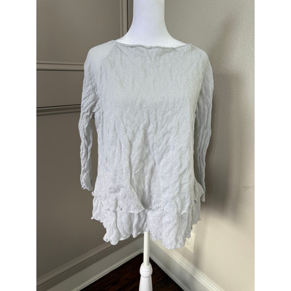 Mj. Watson Gray Pullover Tiered Sweater Sz L 70% Cotton 30% Steel Luxury Knit